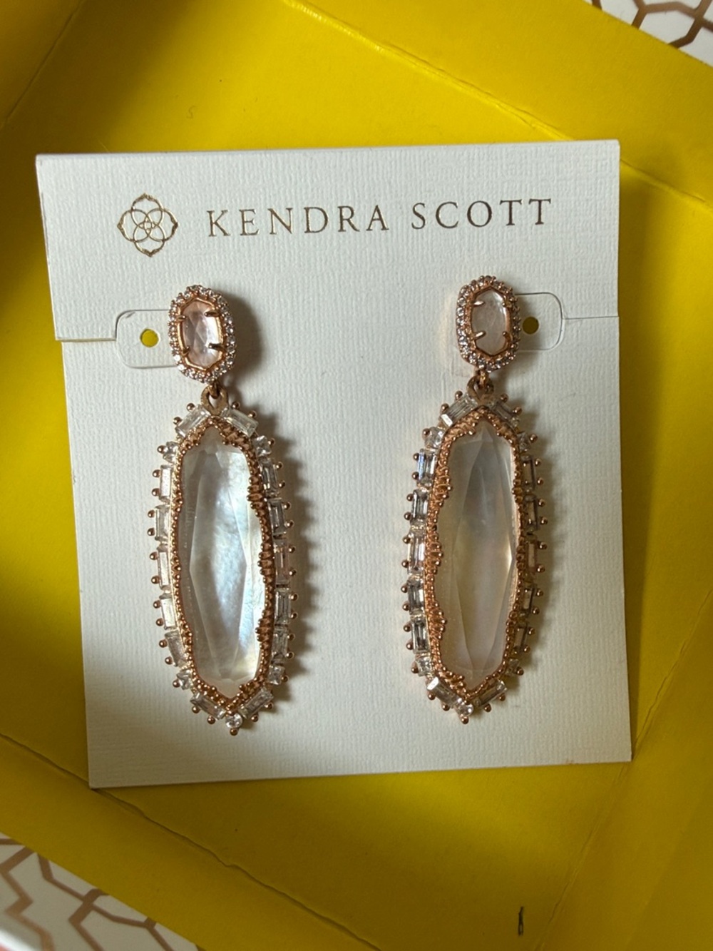 Kendra Scott Rose Gold and Mother-of-Pearl Kalina Earrings - Bridal with box